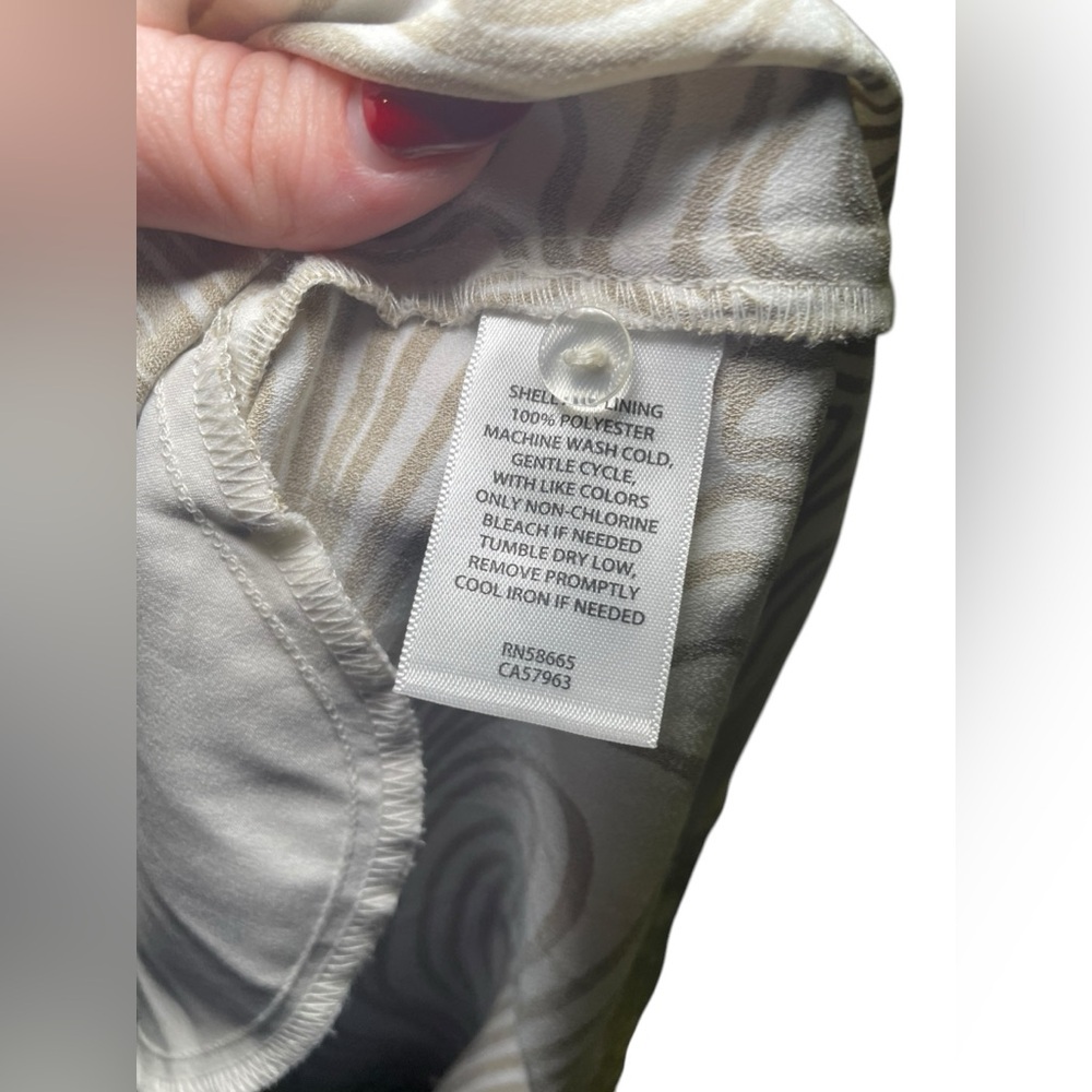 Open Edit White & Tan Swirl Print Open Back Shift… - image 6